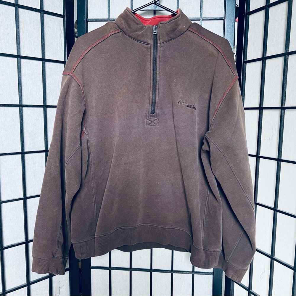 Columbia brown 1/4 zip pullover sweatshirt sz M